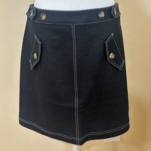 NWT MOON RIVER High Waisted Heather Black Mini Skirt with Contrasting Trim Sz L